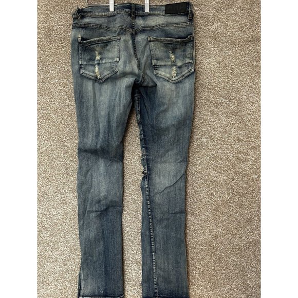 AHP Another Hype Piece Men's Mid Rise Light Wash Denim Patchwork Jeans Sz 38X33 - Picture 4 of 7